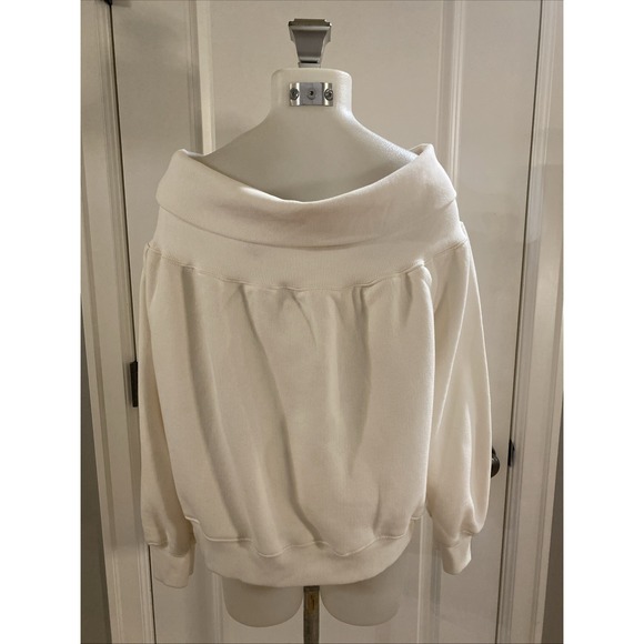 Good American Cold Shoulder Ivory  Pullover Women's Sweatshirt Size 4 Cozy - Picture 4 of 10